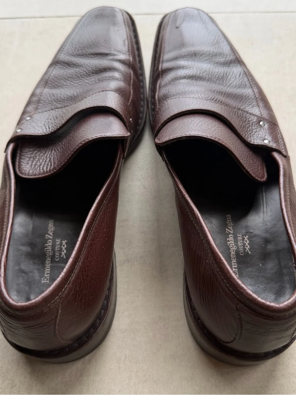 Ermenegildo Zegna Brown Leather Loafers
